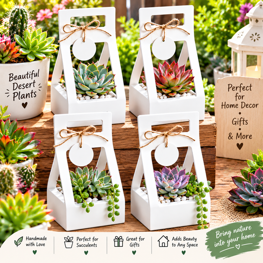 10 Pcs Kraft Paper Succulent Boxes, 2 Inch Pot Holder, Party Favor Gift Bags