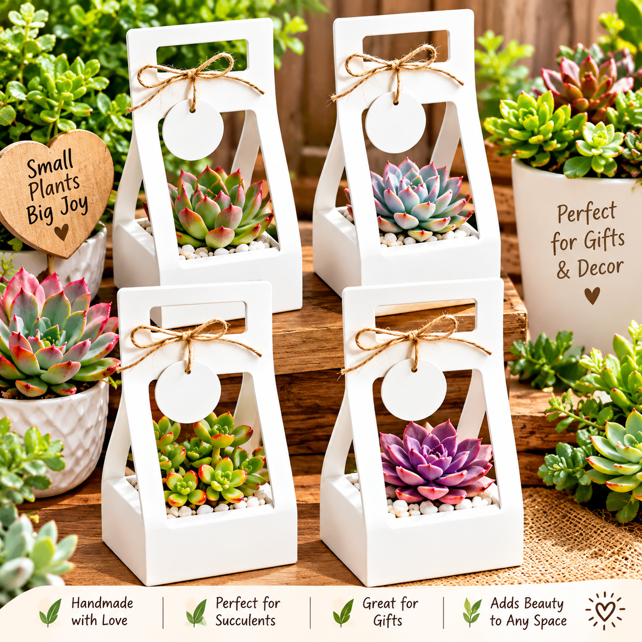 10 Pcs Kraft Paper Succulent Boxes, 2 Inch Pot Holder, Party Favor Gift Bags